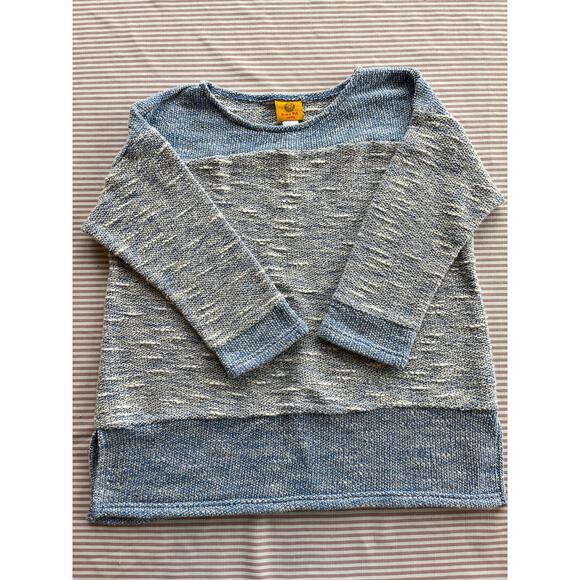 Ruby Rd Women's Petite M Blue Colorblock 3/4 Sleeve Knit Top spring casual - Picture 1 of 6